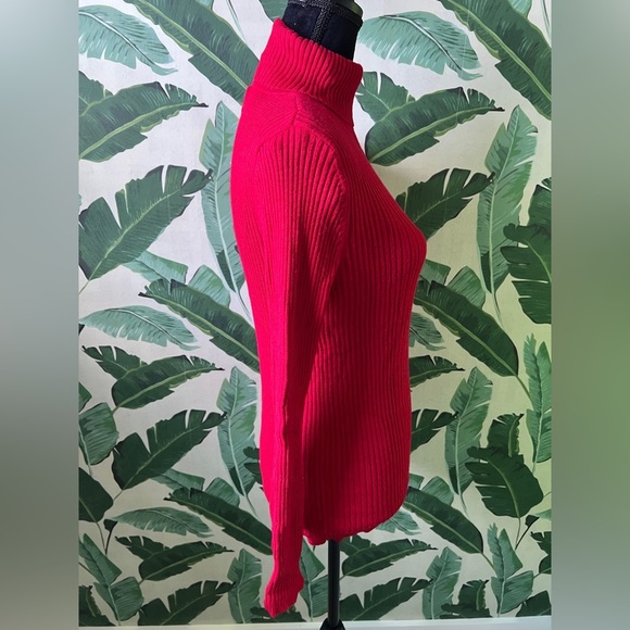 212 Collection Womens Red Ribbed Turtleneck Sweater Small - Picture 6 of 8
